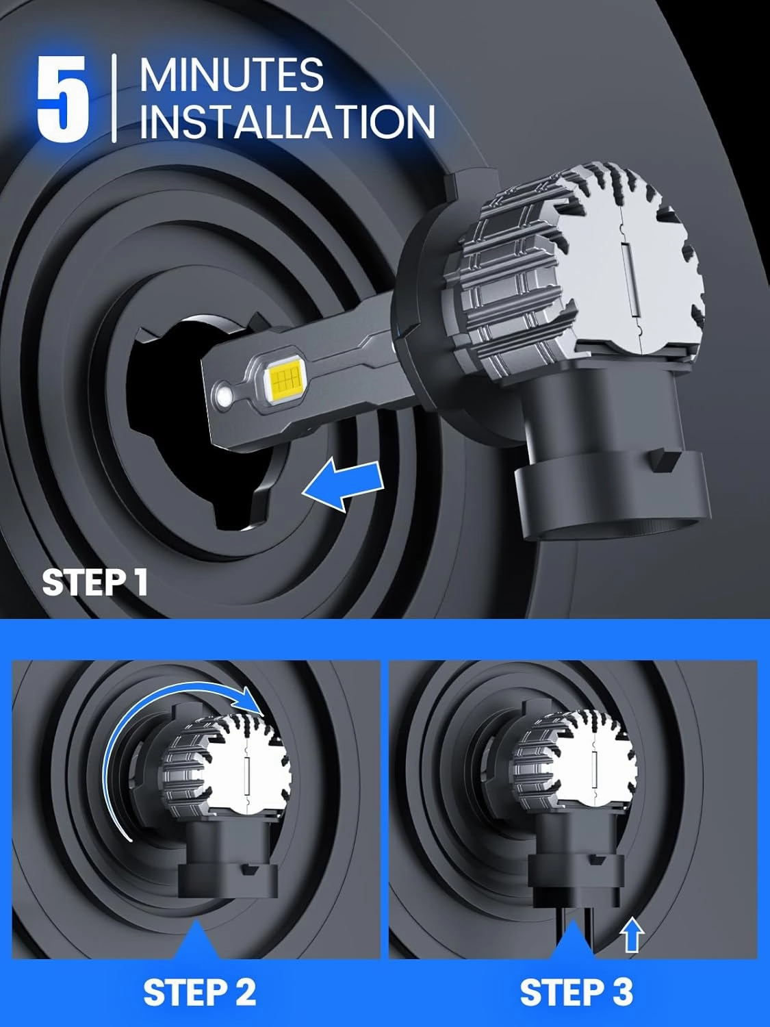 9005 Bulbs or 9005 Fog Lights, Mini Size Fanless, Plug and Play, Pack of 2