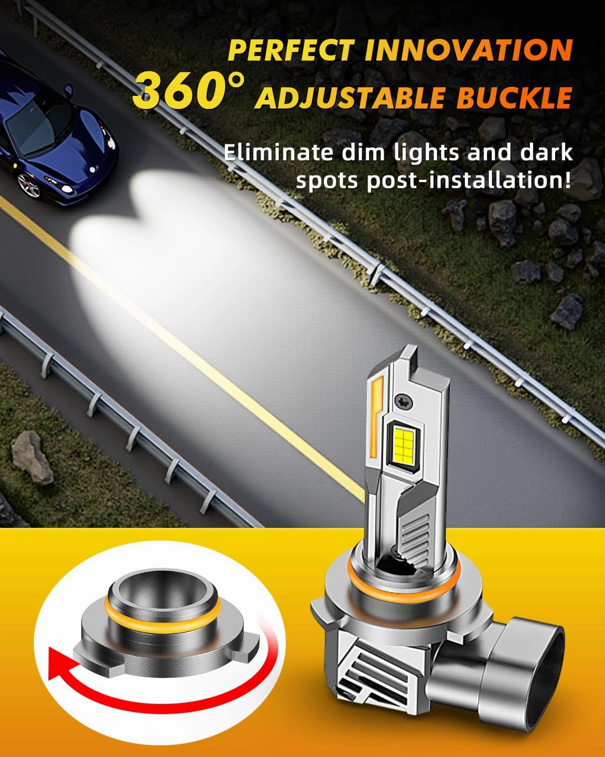 9005 H11 Bulbs Combo, 9005/HB3 H11/H9/H8 LED Bulbs 800% Super Bright 6500K Cool White Fog Lights Bulbs and Off-Road Lights, 5 Mins Plug-N-Play, Pack of 4