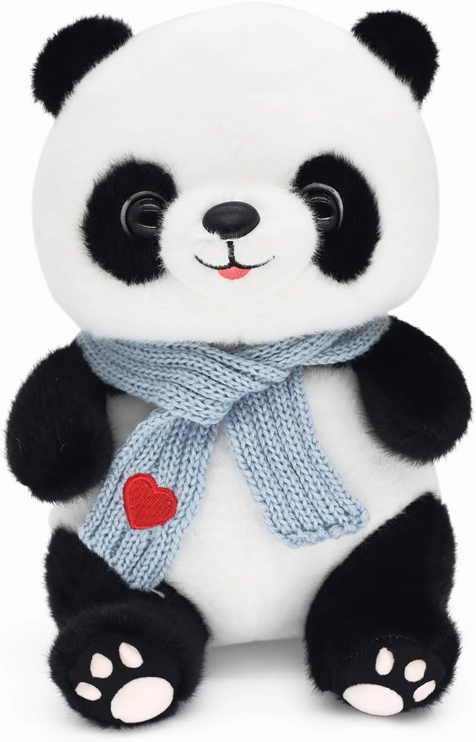 9.8'' Panda Dolls with Love Heart Scarf, Soft Stuffed Plush Animal Toys Plushies Birthday Gifts for Her/Girlfriend Lover Mom Kids (Blue)