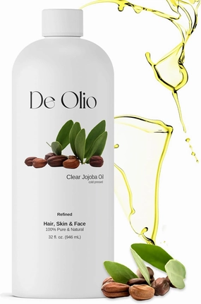 | Clear Jojoba Oil | 100% Pure & Natural | Face, Hair and Body | Cold Pressed | Soap Making & Massage | Carrier Oils | (32 Fl Oz)