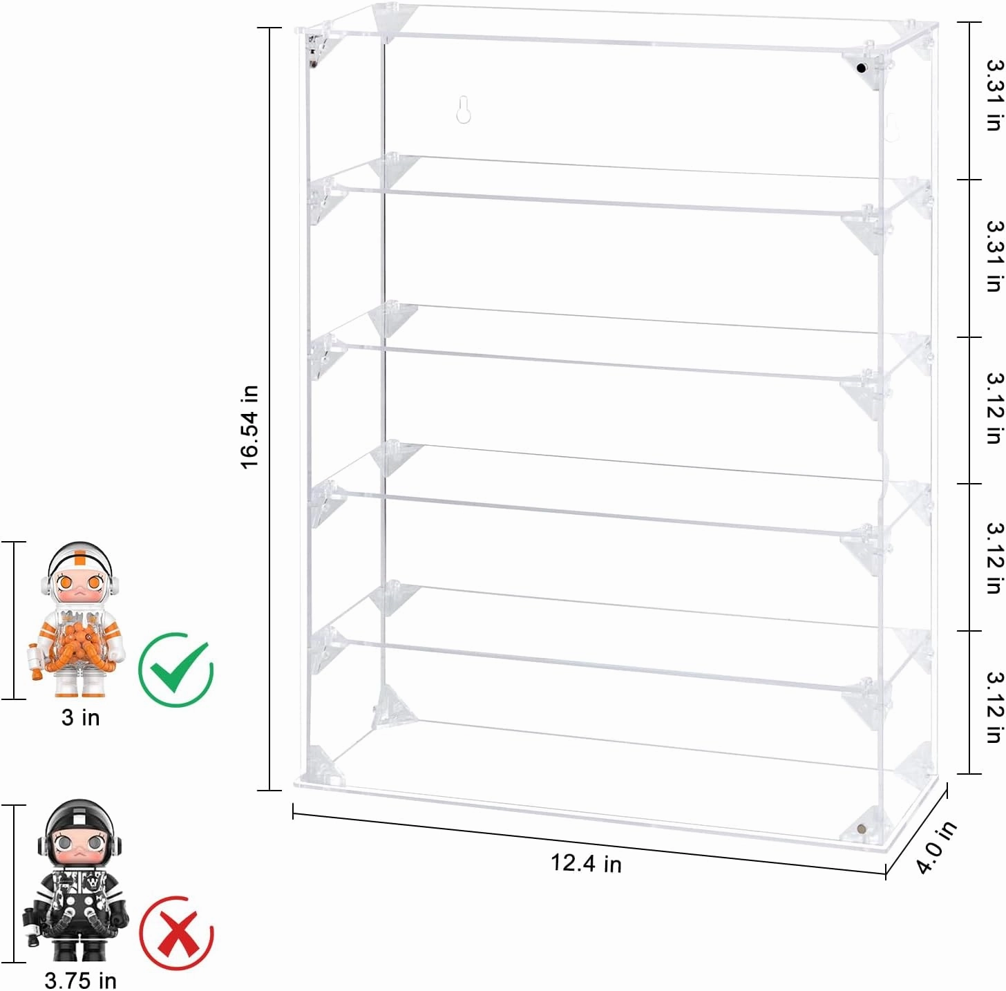 Acrylic Display Case, 5 Tier Clear Display Case for Mini Funko Pop Figures, Wall Mounted or Desktop Dustproof Display Cabinet Box for Collectibles Mini Toys Figurines Models Dolls (12.4x4x16.5 inch)
