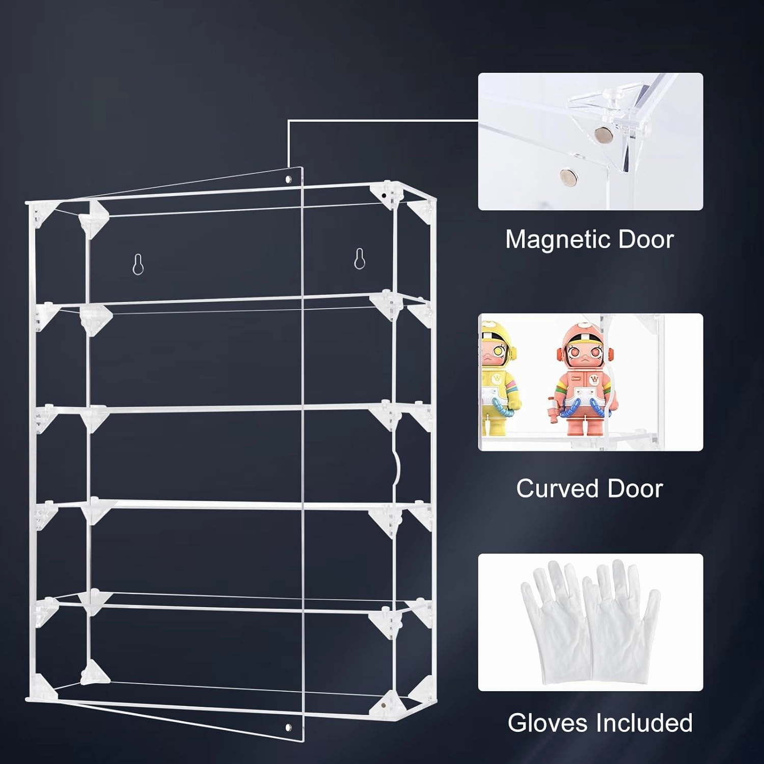 Acrylic Display Case, 5 Tier Clear Display Case for Mini Funko Pop Figures, Wall Mounted or Desktop Dustproof Display Cabinet Box for Collectibles Mini Toys Figurines Models Dolls (12.4x4x16.5 inch)