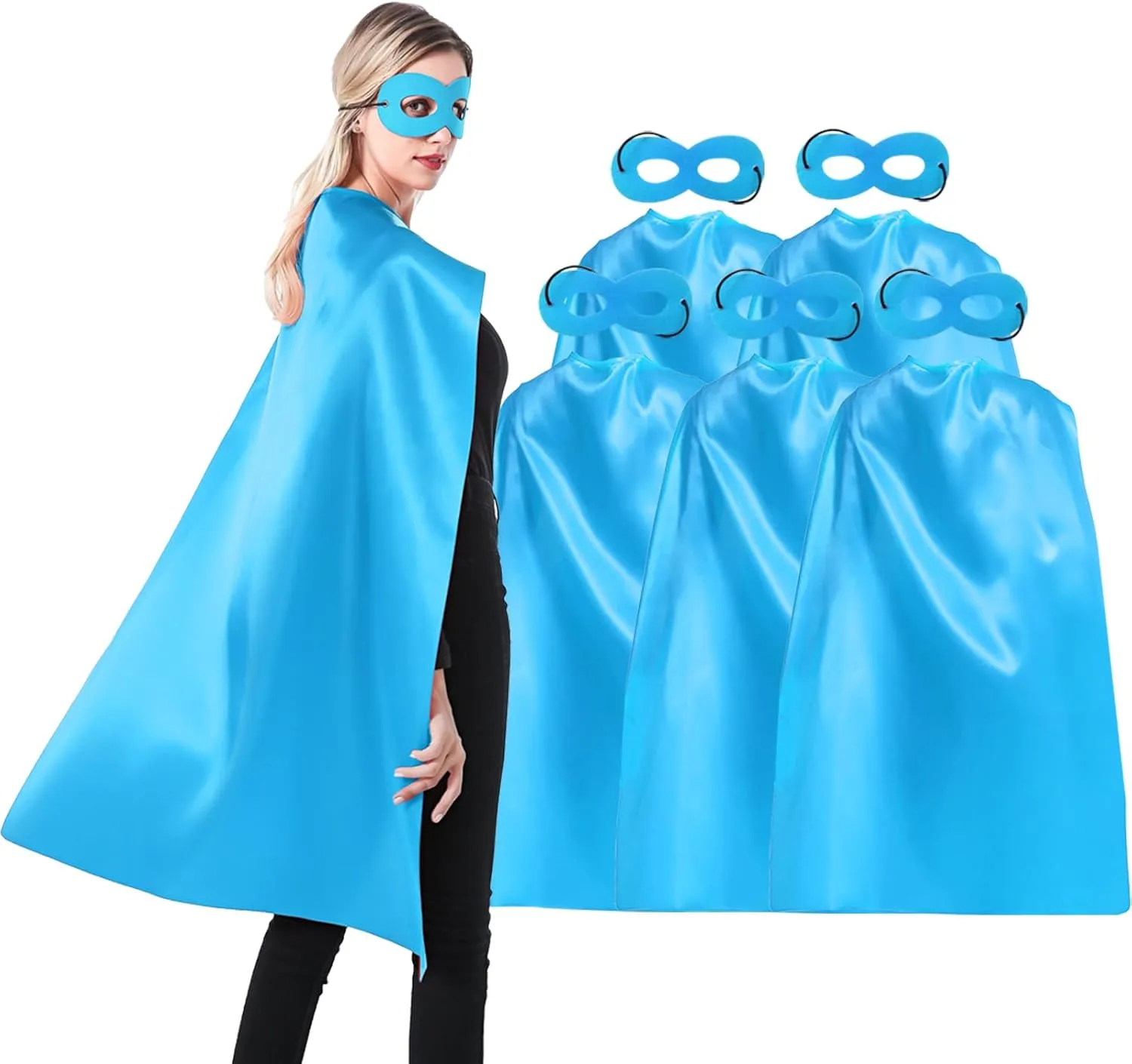 ADJOY Superhero Capes and Masks for Adults Teenagers Men & Women Party Dress Up Costumes Team Building - 5 Packs