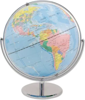 Advantus 30502 12-Inch Globe with Blue Oceans, Silver-Toned Metal Desktop Base,Full-Meridian