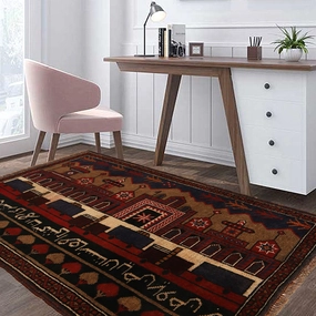 Afghan War Rug Traditional Crafts Hand Made Pashtun War Rug