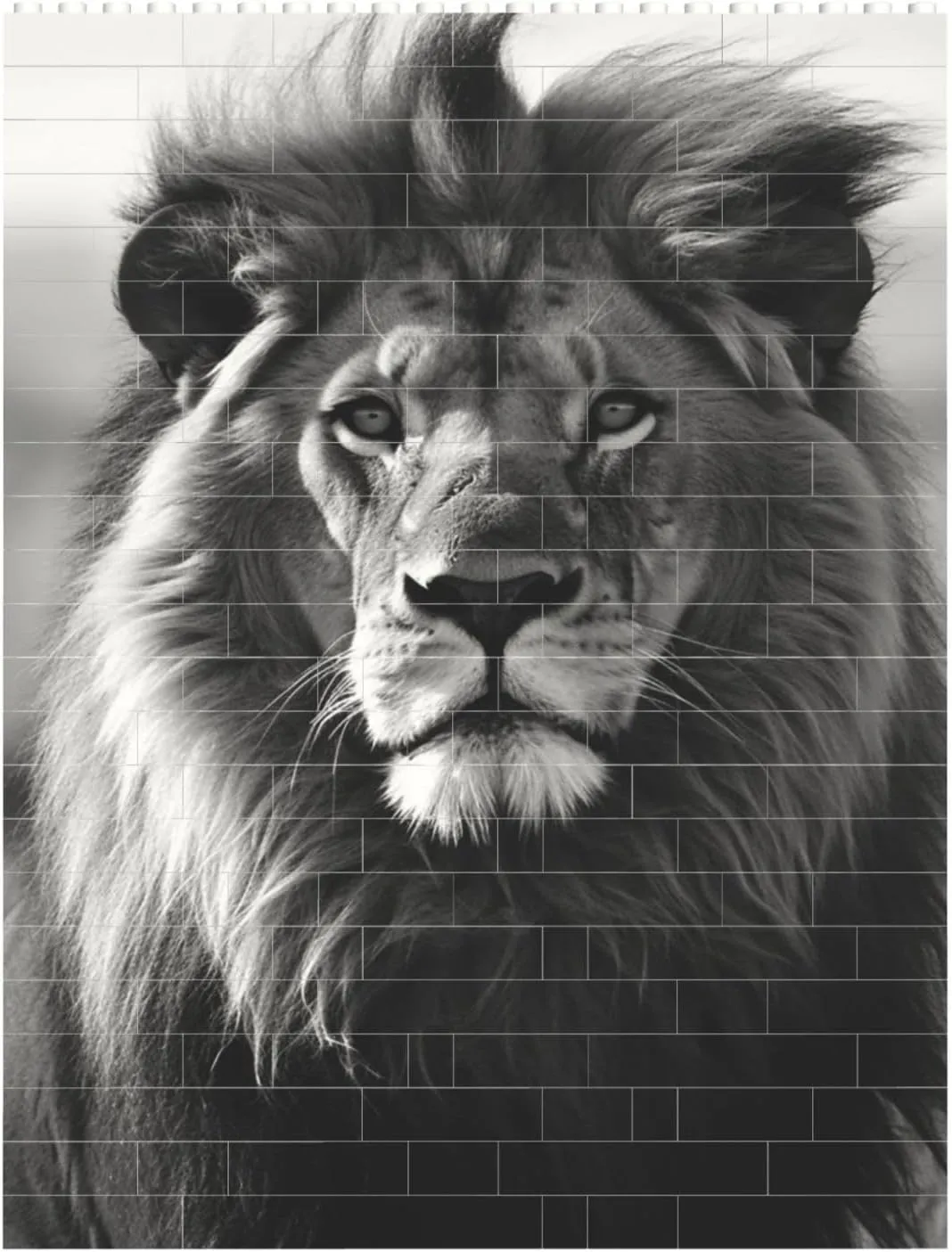 African Lion Black and White Building Block Puzzle Personalized Building Bricks for Adults Square Shaped Block Puzzle Building Brick Block Puzzles Valentine's Day Gifts for Home Decor Brick Puzzle
