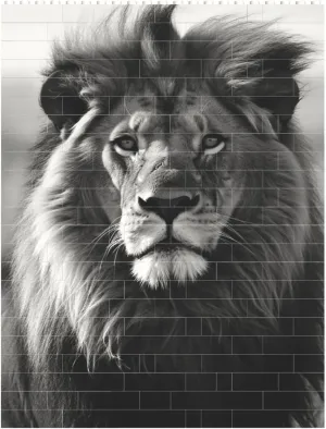 African Lion Black and White Building Block Puzzle Personalized Building Bricks for Adults Square Shaped Block Puzzle Building Brick Block Puzzles Valentine's Day Gifts for Home Decor Brick Puzzle
