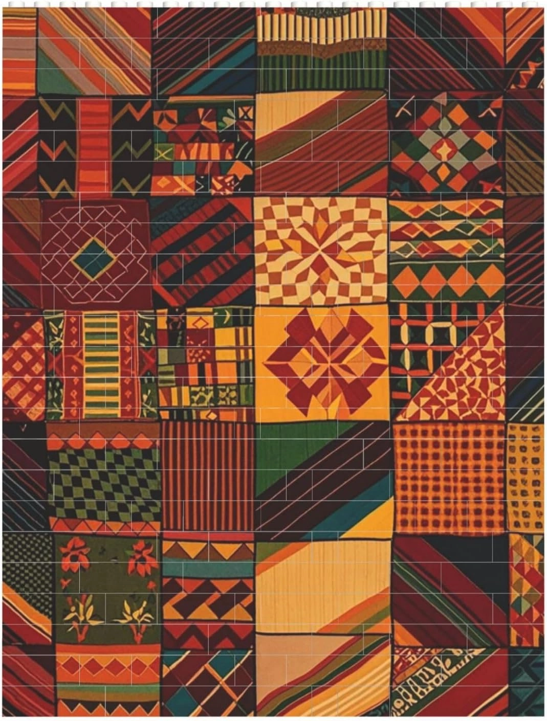 African Style Patchwork Building Block Puzzle Personalized Building Bricks for Adults Square Shaped Block Puzzle Building Valentine's Day Gifts for Home Decor Brick Puzzle
