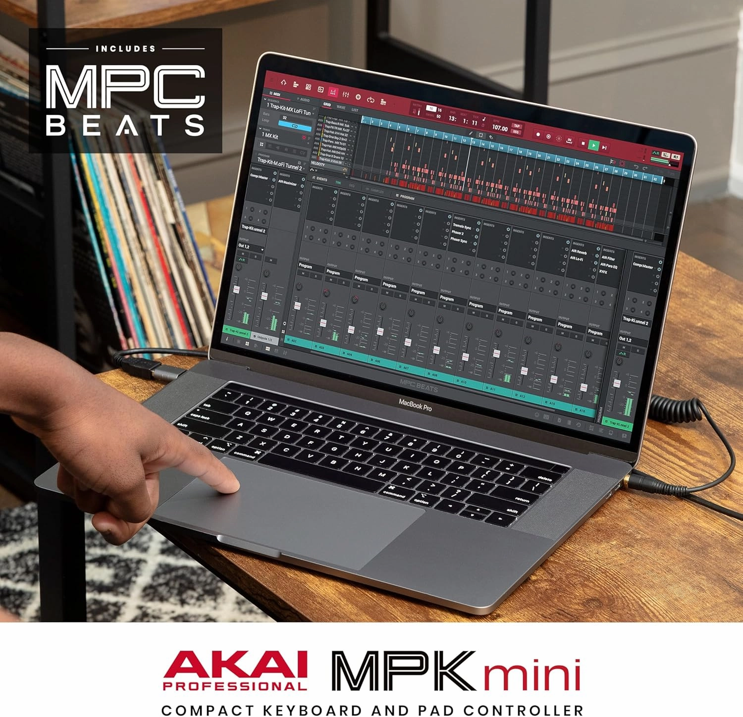 Akai Professional MPK Mini MK3 - 25 Key USB MIDI Keyboard Controller With 8 Backlit Drum Pads, 8 Knobs, Music Production Software and Native Instruments Sound Package (NKS Integration), Grey