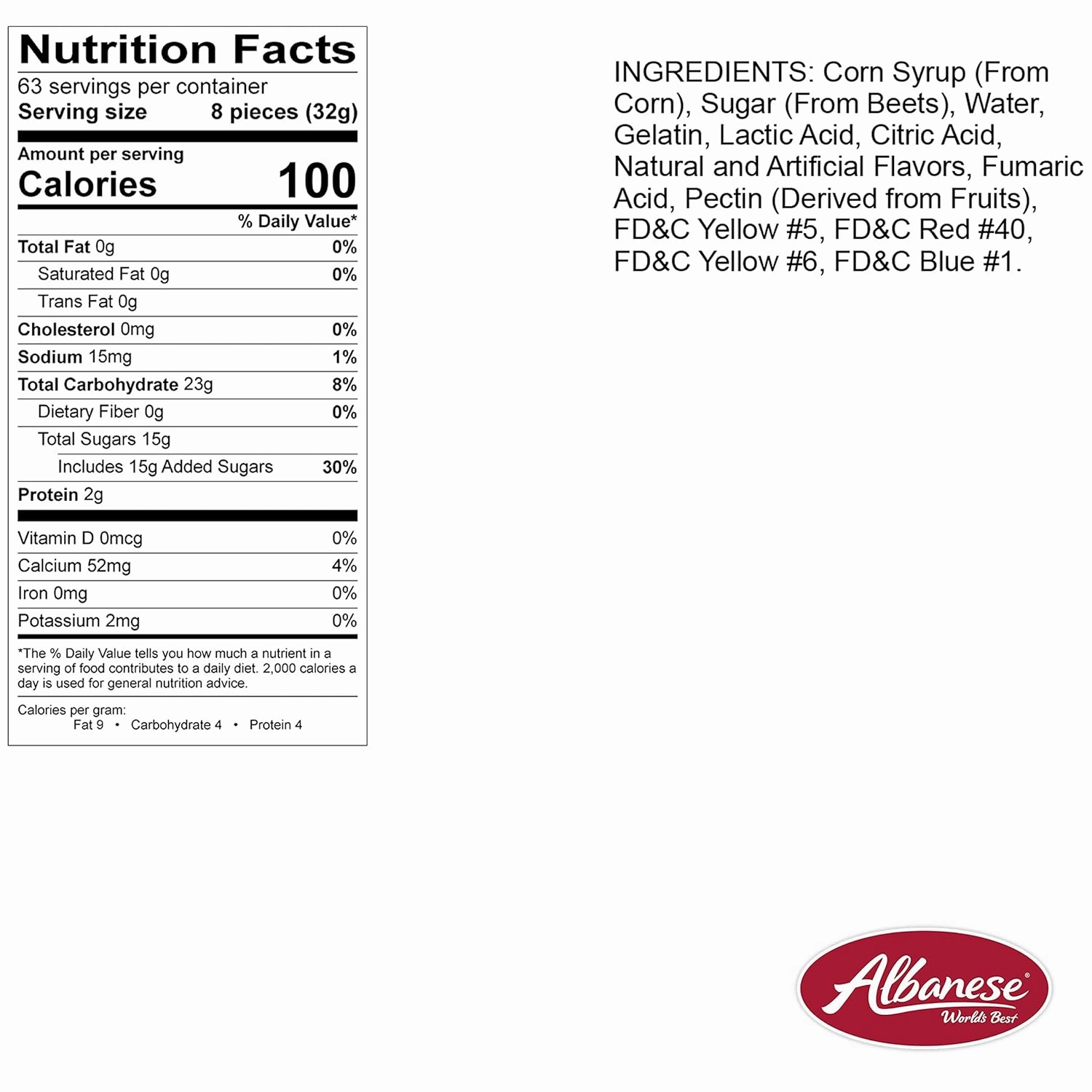 Albanese World's Best Sour Gummi Bears, 4.5lbs of Candy