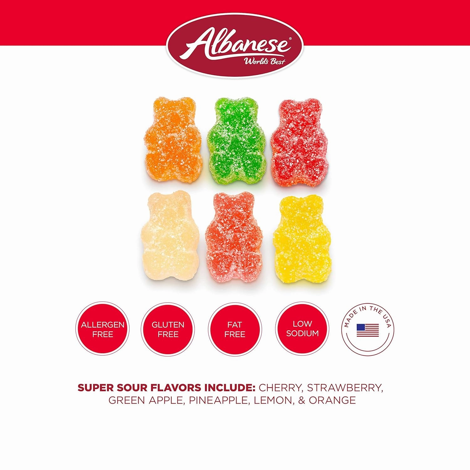Albanese World's Best Sour Gummi Bears, 4.5lbs of Candy