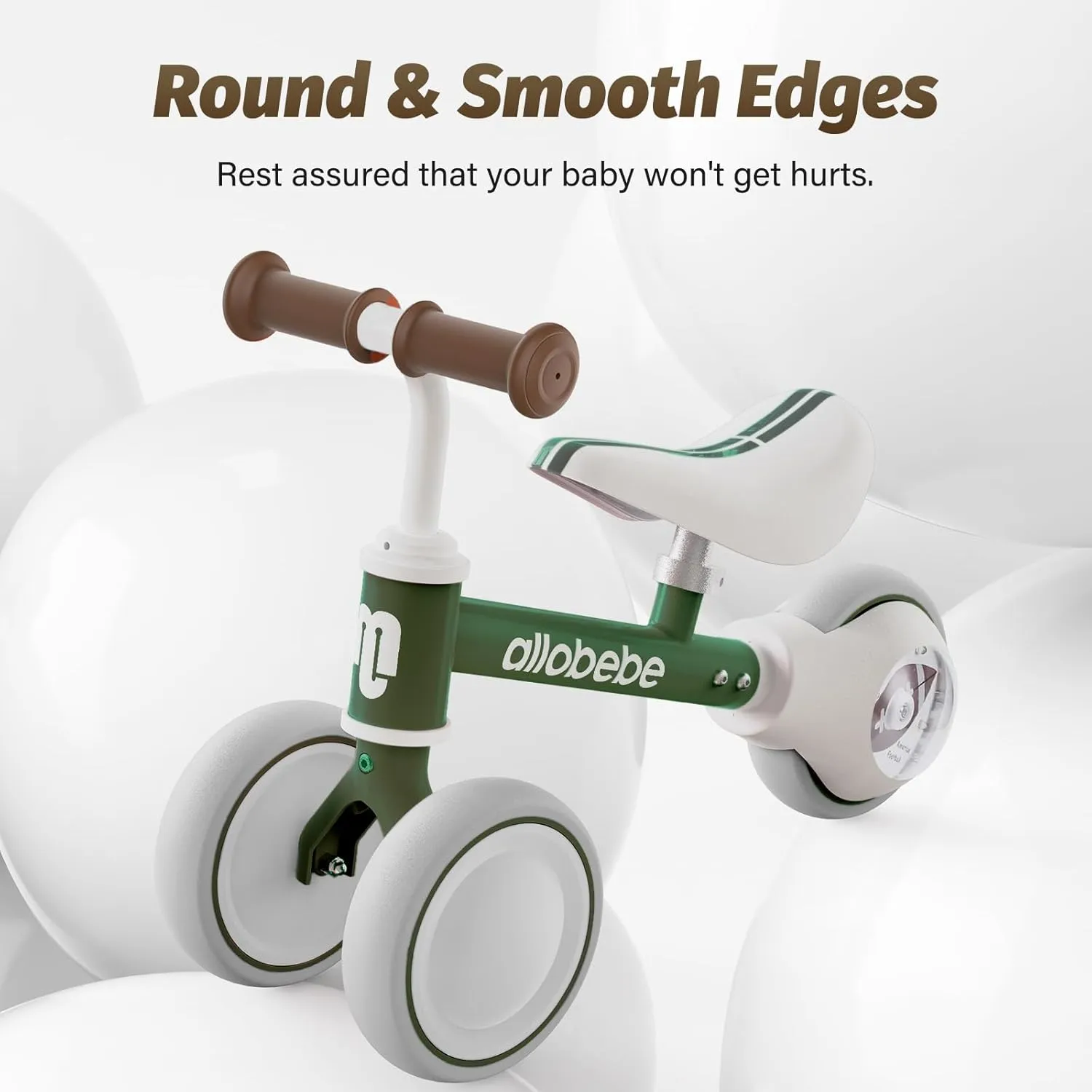 allobebe Baby Balance Bike, Cute Toddler Bikes 12-36 Months Gifts for 1 Year Old Girl Bike to Train Baby from Standing to Running with Adjustable Seat Silent & Soft 3 Wheels