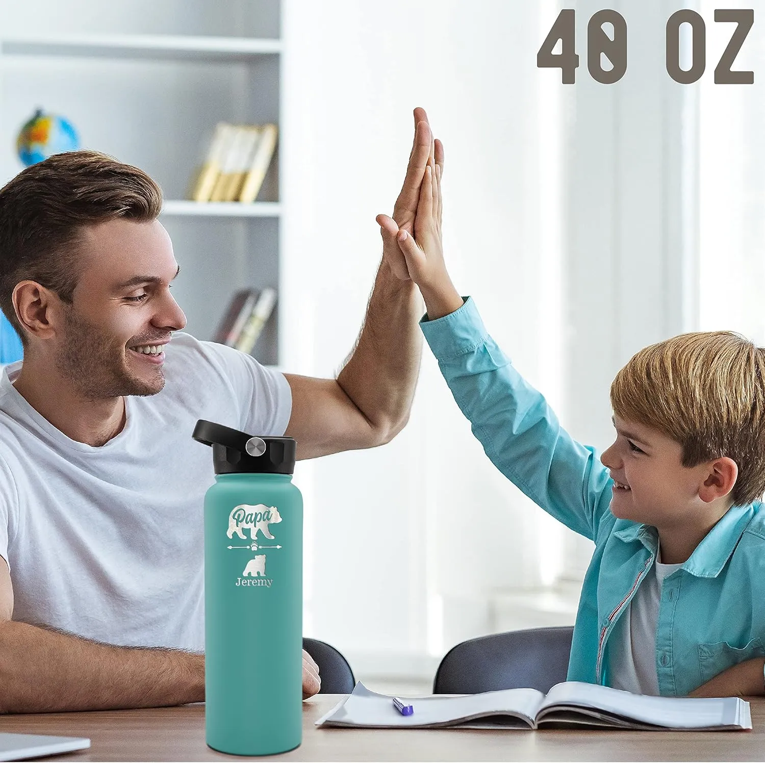 Amazing Items Gifts for Dad from Kids - Personalized Papa Bear Water Bottle w/Cubs Names, 24 oz - Up to 6 Cubs, 14 Font Options - Gifts for Dad from Daughter, Son - Birthday Gifts Dad, Grandpa