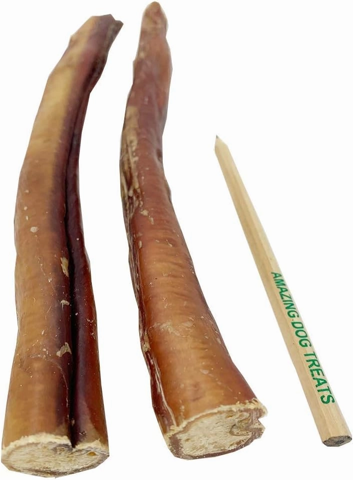 Amazing Dog Treats Bully Sticks 12 Inch - Extra Thick, Long Lasting - 5 Pcs/Pck
