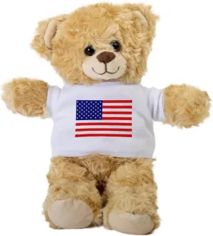 American Flag Teddy Bear, Stuffed Animal Plush With Tee, Gift for Her, Birthday Christmas Basket Idea
