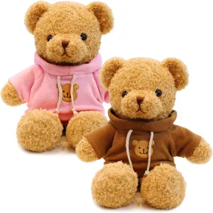 Aoriher 2 Pieces Stuffed Bears Animal Plush Gifts Prom 11.8 Inch Soft Bear Clothes Bear Plush for Newlyweds Mom Grandma Women Baby Shower Party Favor