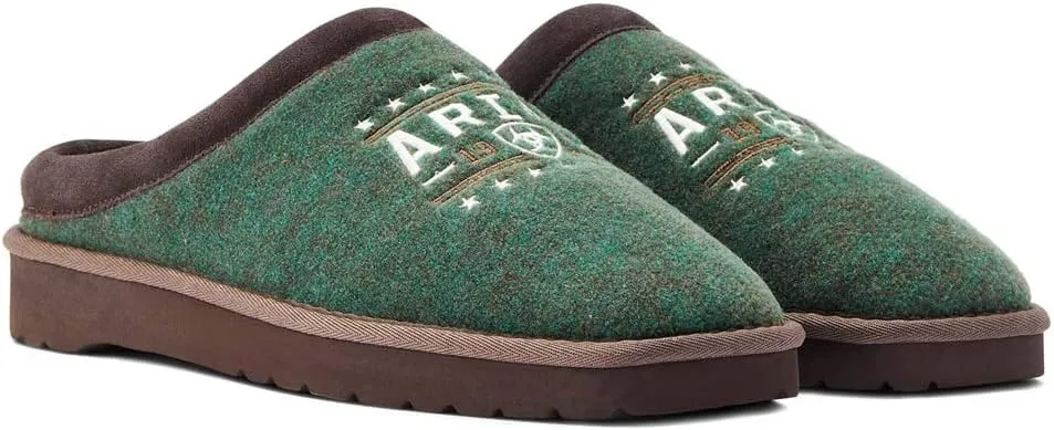 ARIAT Men's 93 Liberty Indoor/Outdoor Sherpa Lined Soft Comfortable Warm Wool Slippers with EVA Outsole