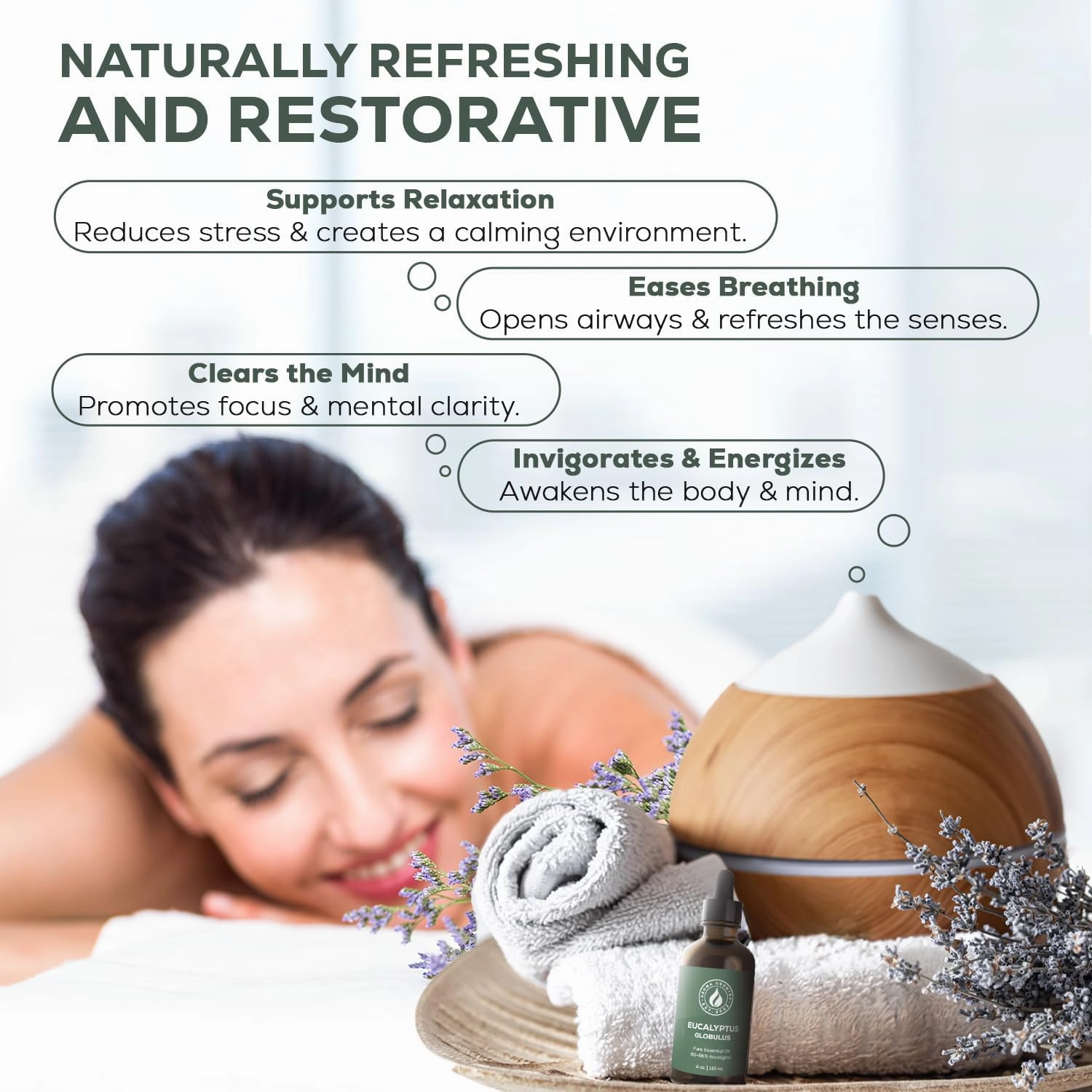 Aroma Country 100% Pure Eucalyptus Essential Oil – Organic & Undiluted Diffuser Oil, Humidifier, Steam Room & Shower Aromatherapy – Natural, Therapeutic Grade Oil for Skin, Sauna, & Home (4 Fl. oz)