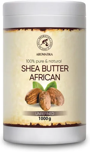 AROMATIKA Shea Butter 35 Oz - Unrefined & Cold Pressed - Africa - Ghana - 100% Pure & Natural Shea Butter Body Butter - Unrefined Raw - Intensive Care for The Face - Body - Hair
