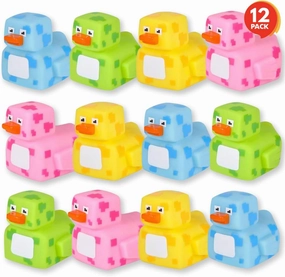 ArtCreativity 2.25 Inch Pixelated Rubber Duckies for Bath, Pack of 12 – Colorful Rubber Ducks in Bulk, Fun Bath Tub & Pool Toys, Cute Party Favors, Carnival Prizes, and Decorations