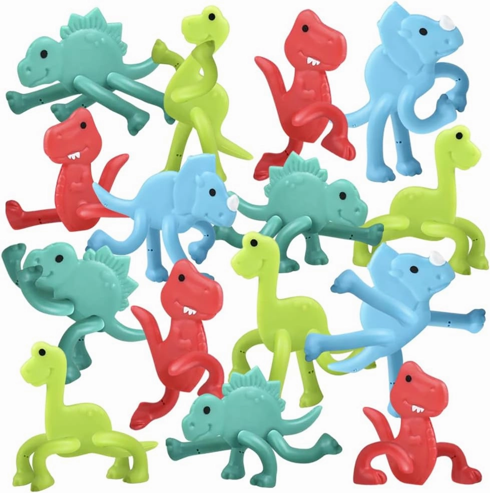 ArtCreativity Mini Dinosaur Bendable Toys (Set of 48), Small Dino Figures Bendy Toys for Kids in 4 Colors, Great Dinosaur Party Favors, Birthday Party Goodie Bag Stuffers and Pinata Fillers