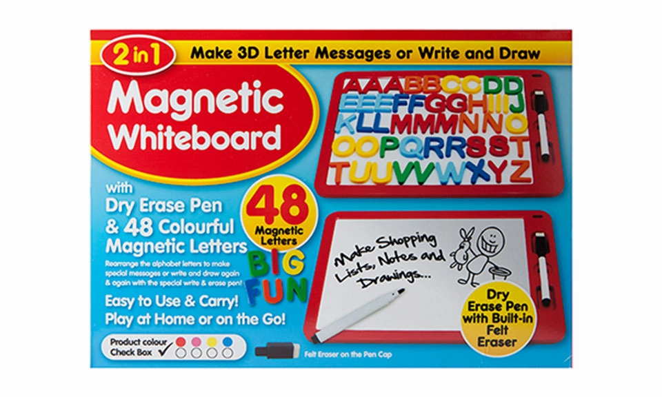 Asst Col Deluxe 2in1 Magnetic/ Wipe-Off Playboard W/48 Letter