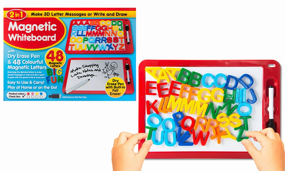 Asst Col Deluxe 2in1 Magnetic/ Wipe-Off Playboard W/48 Letter