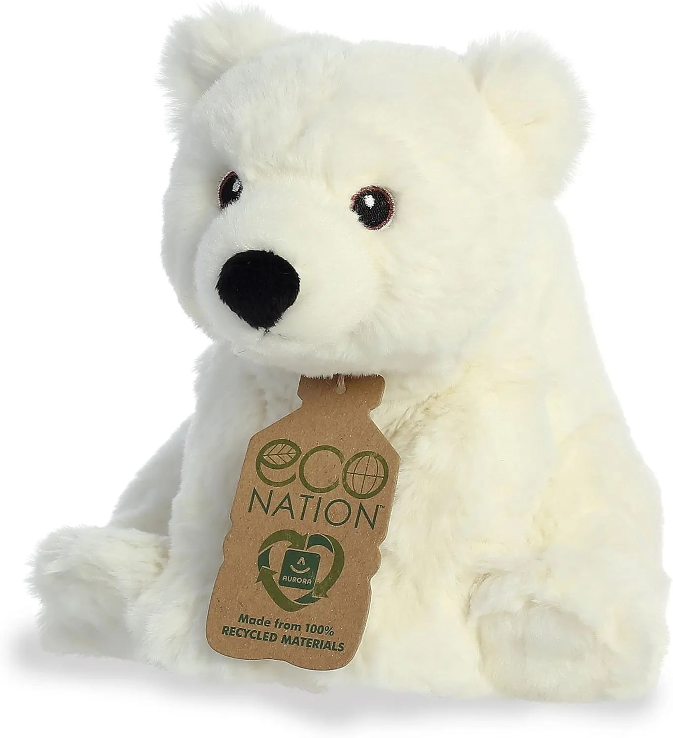 Aurora® Responsibly Made Eco Nation™ Polar Bear Stuffed Animal - Ideal for Playtime Adventures - Perfect for Birthdays or Just Because - White 9.5 Inches