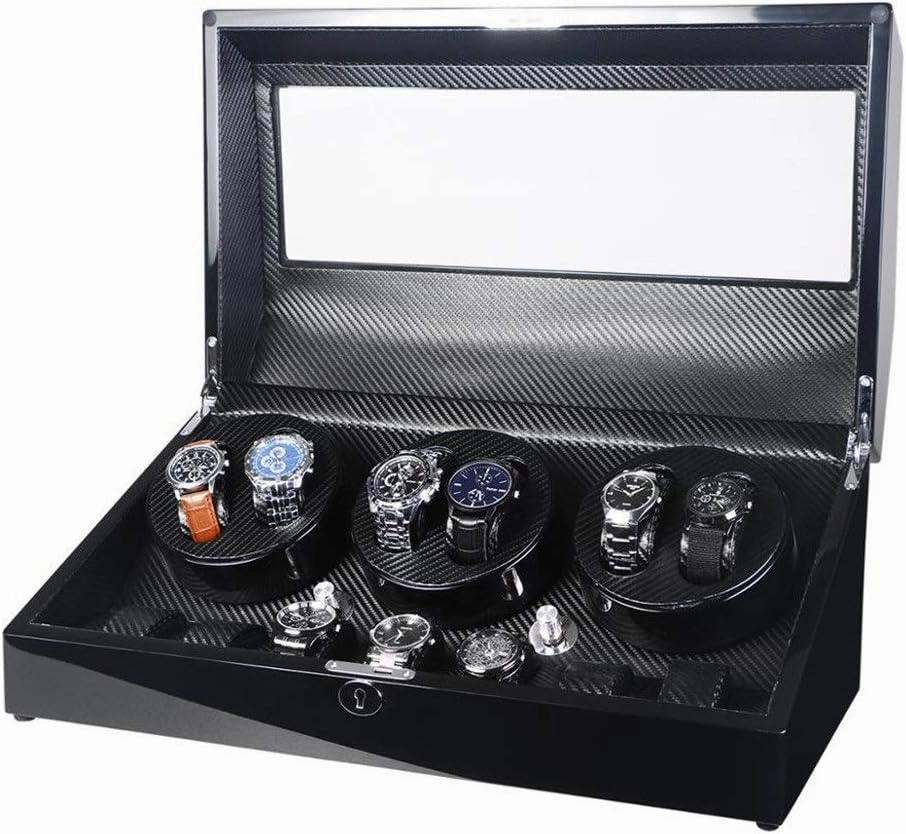 Automatic 6 7 Watch Winder Box Pe Leather Watch Winding Winder Storage Watch Box Collection Display Quiet Motor with Led Light
