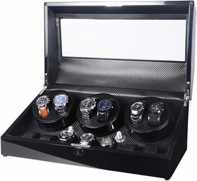 Automatic 6 7 Watch Winder Box Pe Leather Watch Winding Winder Storage Watch Box Collection Display Quiet Motor with Led Light