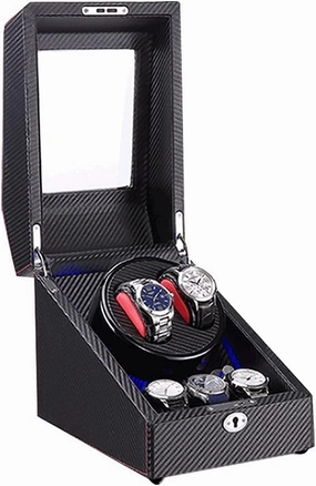 Automatic Watch Winder 3 2 Storage Display Case Box LED with Quiet Motor for Men and Women Gift AC Adapter and Battery