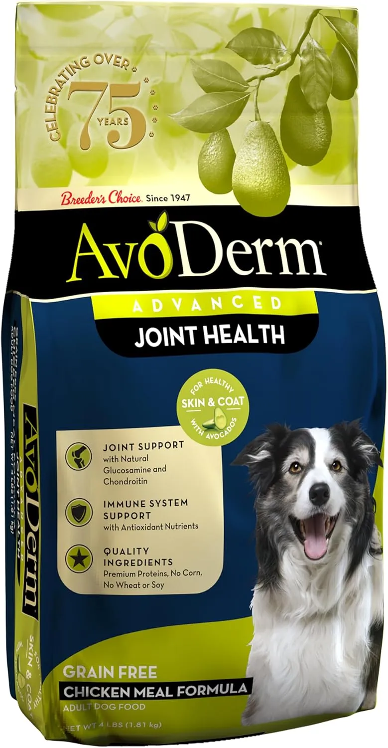 AvoDerm Natural Advanced Joint Health Dry Dog Food, Grain Free, Chicken Recipe, 4 lb
