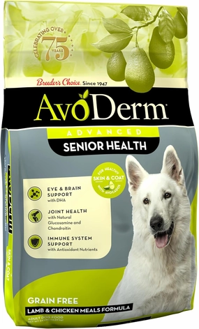 AvoDerm Natural Advanced Senior Health Dry Dog Food, Lamb Recipe, Grain Free, 24 lbs