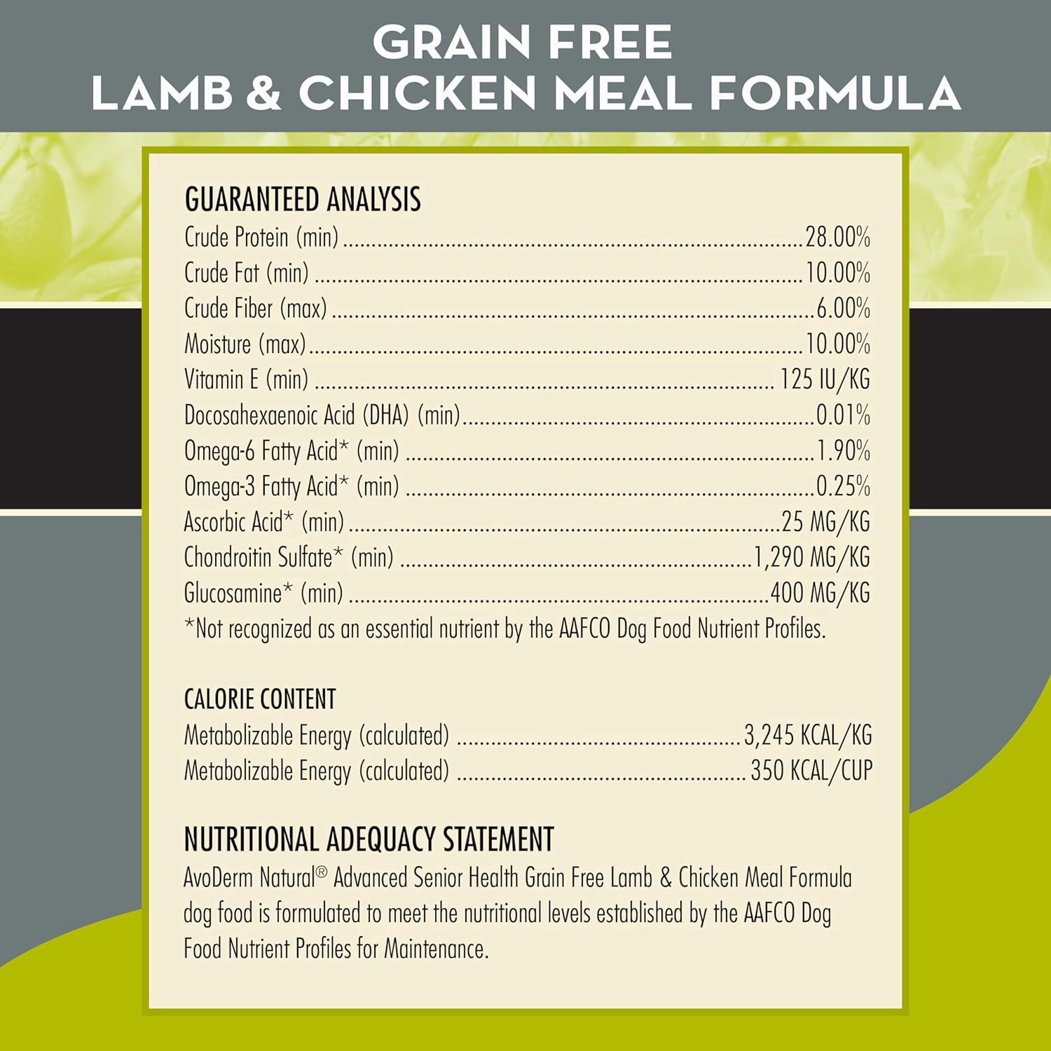AvoDerm Natural Advanced Senior Health Dry Dog Food, Lamb Recipe, Grain Free, 24 lbs