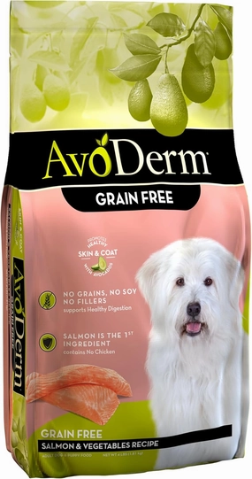 AvoDerm Natural All Life Stages Dry Dog Food, Grain Free, Salmon & Vegetables Recipe, Seafood, 4 Pounds