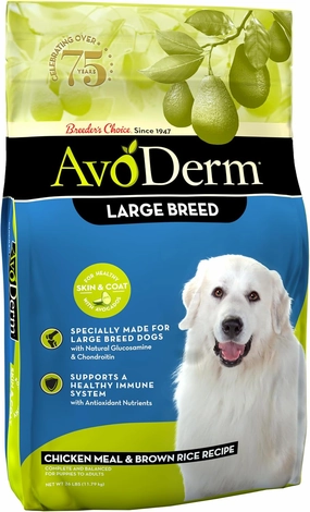 AvoDerm Natural Chicken Meal & Brown Rice Formula Large Breed Dry Dog Food, For Pet Food Allergy Support, 26 lb
