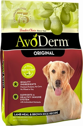 AvoDerm Natural Dry Dog Food, For Skin & Coat, Lamb & Rice Formula, 15 Pound