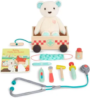 B. toys- Happyhues - Bobby Bear Playset- Pretend Play Doctor Kit for Kids – Doctor Tools, Teddy Bear, Book – Pretend Play Set – Educational Toys for Toddlers – 2 Years  