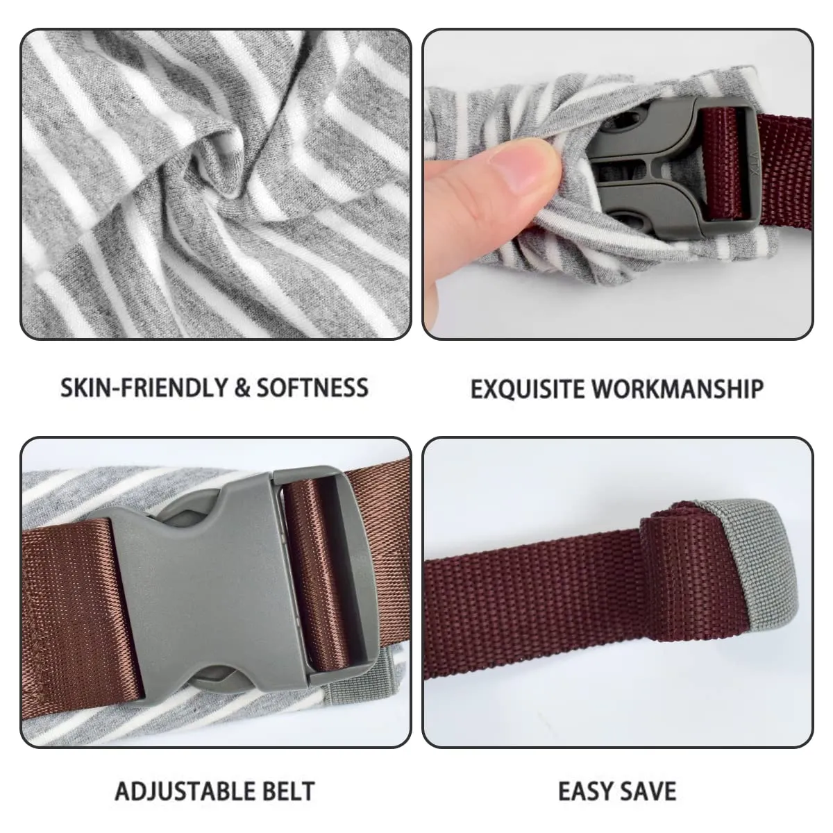 Baby Wraps Carrier Newborn to Toddler, Kangaroo Baby Easy Wearing Wrap, Adjustable Soft Baby Holder Front Chest Sling Carriers Perfect Baby Infant Essentials Gifts (Striped Grey, Cotton)