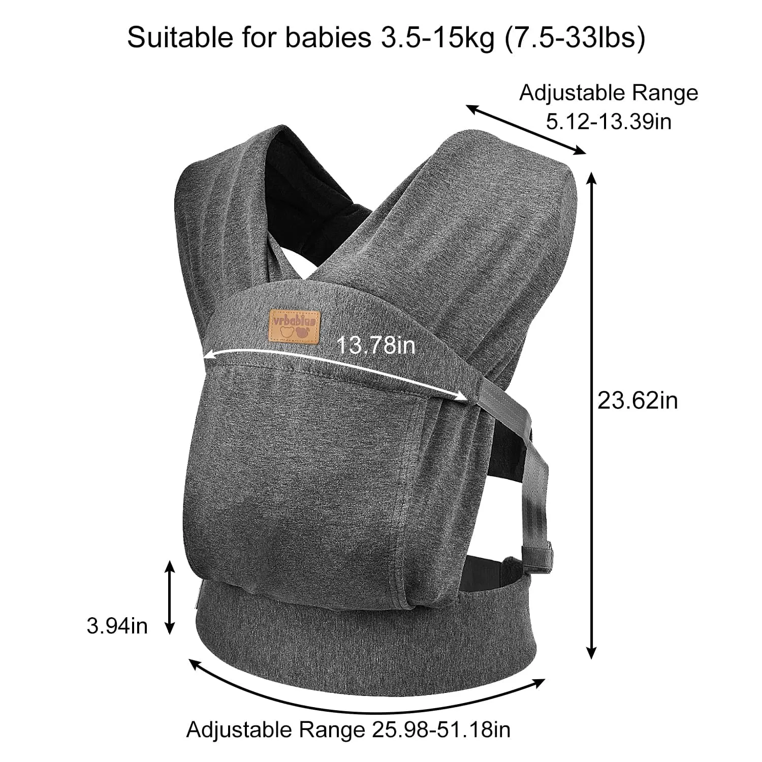 Baby Wraps Carrier Sling, Baby Carrier for Newborns and Toddlers,Skin-Friendly and Soft Front Baby Carrier Wrap Perfect Baby Gifts (Grey, Cotton)