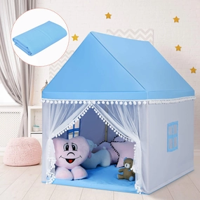BABY JOY Kids Play Tent, Children Play House w/Solid Wood Frame & Cotton Mat