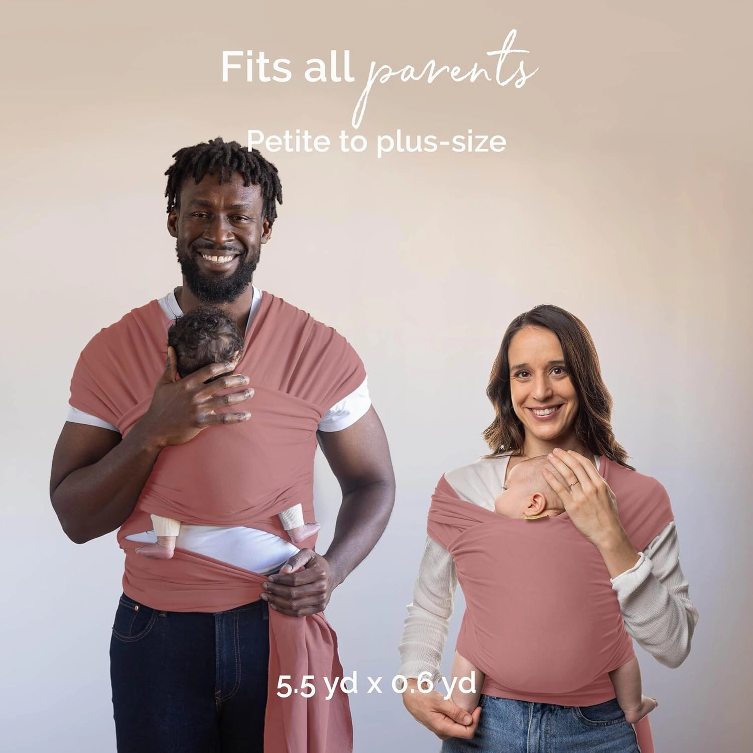 Baby Wrap Carrier Sling for Newborns to Toddlers - Stretchy Hands-Free Baby Carrier 7-35 lbs (Dusty Pink)