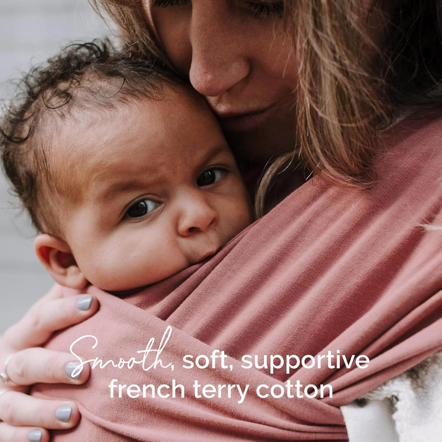 Baby Wrap Carrier Sling for Newborns to Toddlers - Stretchy Hands-Free Baby Carrier 7-35 lbs (Dusty Pink)