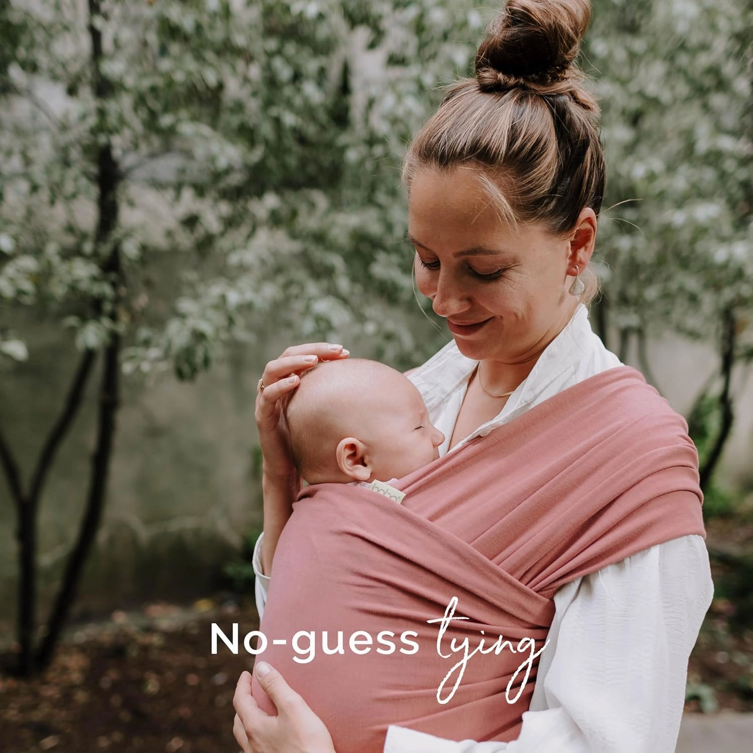 Baby Wrap Carrier Sling for Newborns to Toddlers - Stretchy Hands-Free Baby Carrier 7-35 lbs (Dusty Pink)