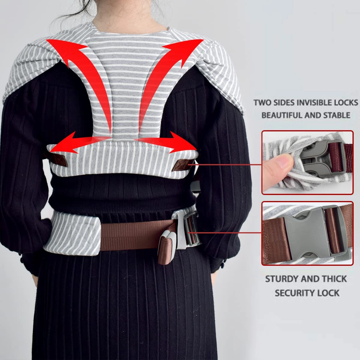 Baby Wraps Carrier Newborn to Toddler, Kangaroo Baby Easy Wearing Wrap, Adjustable Soft Baby Holder Front Chest Sling Carriers Perfect Baby Infant Essentials Gifts (Striped Grey, Cotton)