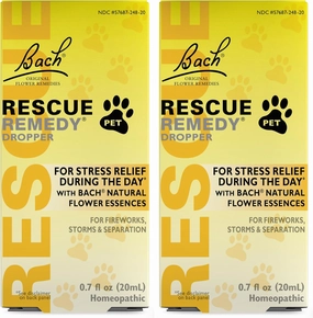Bach RESCUE Remedy PET Dropper 20mL, Natural Stress Relief, Calming for Dogs, Cats, & Other Pets, Homeopathic Flower Essence, Thunder, Fireworks & Travel, Separation, Sedative-Free, 2-Pack