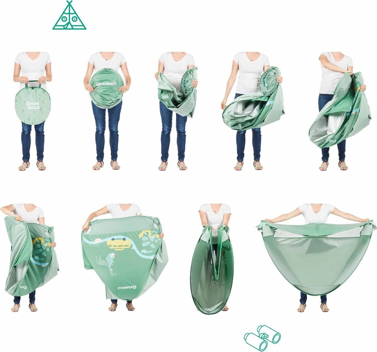 Badabulle - Anti-Uv Baby Tent | Large Beach Tent, High Sun Protection Spf 50  For Toddlers | Pop-Up System - Green