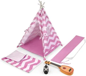 Badger Basket Camping Adventures Doll Tent Set with Accessories and Storage Bag for 18-Inch Dolls