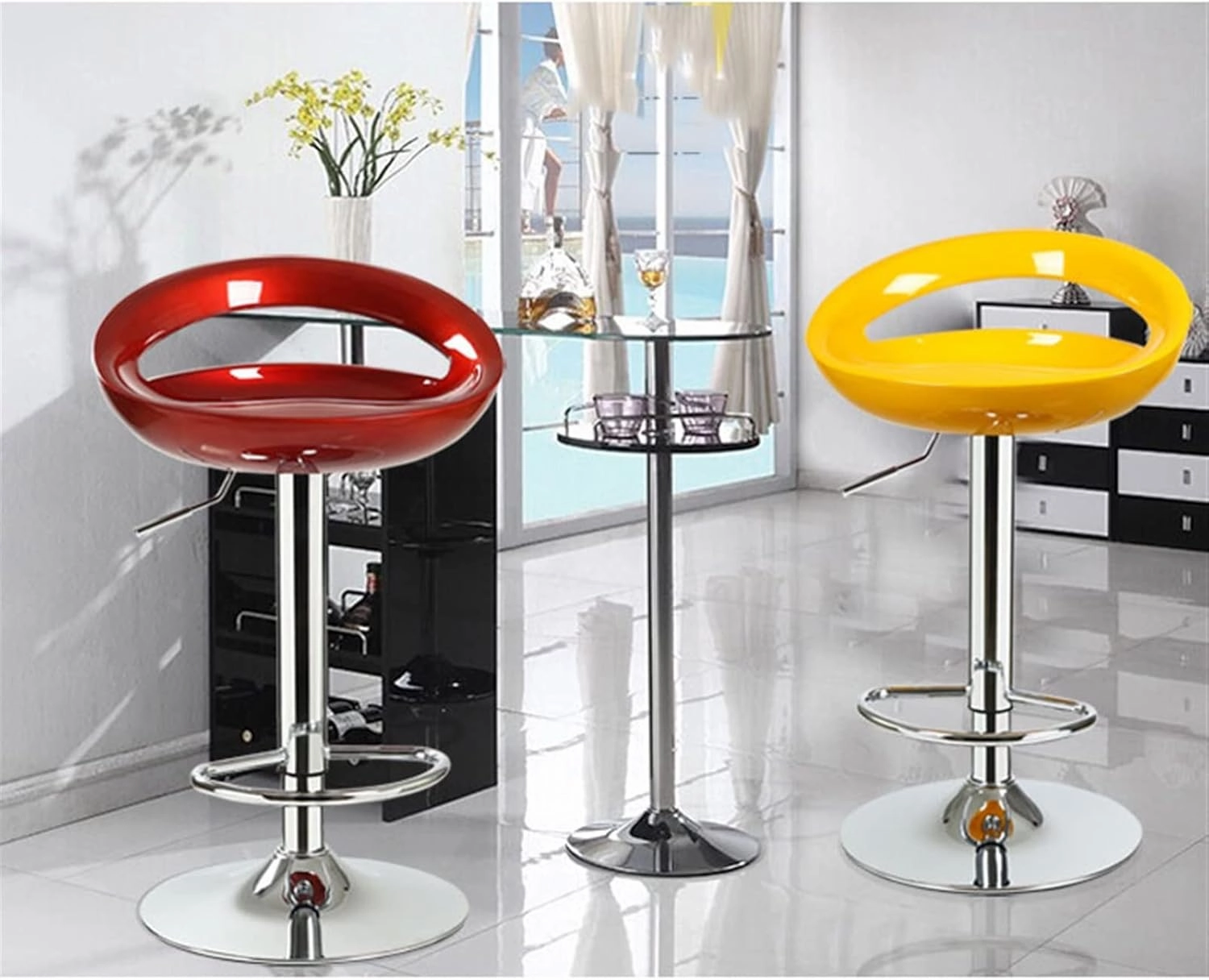 Bar Chairs Bar Chair Modern Hollow Back Lift Chair Home Living Room Kitchen Dining Room Decoration High Stool Swivel Chair Bar Chair Bar Stools with Back(C)
