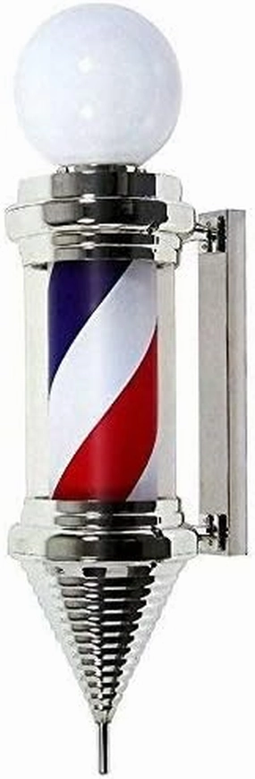Barber Pole Light LED Sphere Top Barber Pole Waterproof Hair Salon Shop Sign Spinning Bright Red White Blue Stripe Light Sign Wall Mountable,90 * 25cm